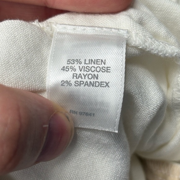 J.Jill Linen Stretch Boho White Straight Cuffed Bottom Leg Pants Large Petite LP - Picture 3 of 15